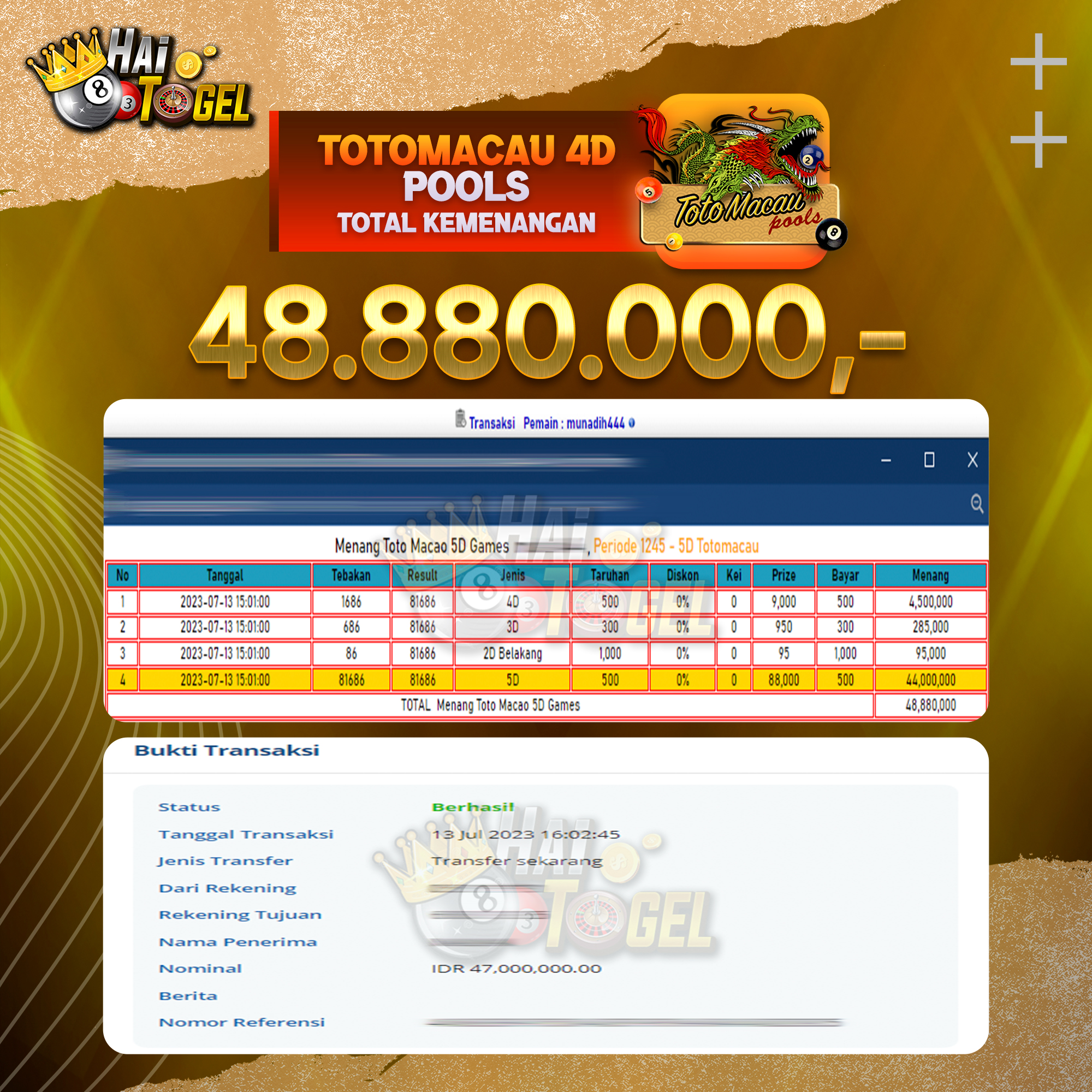 You are currently viewing BUKTI JACKPOT HAITOGEL PASARAN TOTOMACAU4D RP. 48.880.000