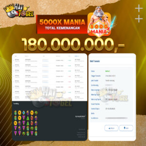 Read more about the article BUKTI JACKPOT HAITOGEL SLOT : SLOT 5000X MANIA RP. 180.000.000