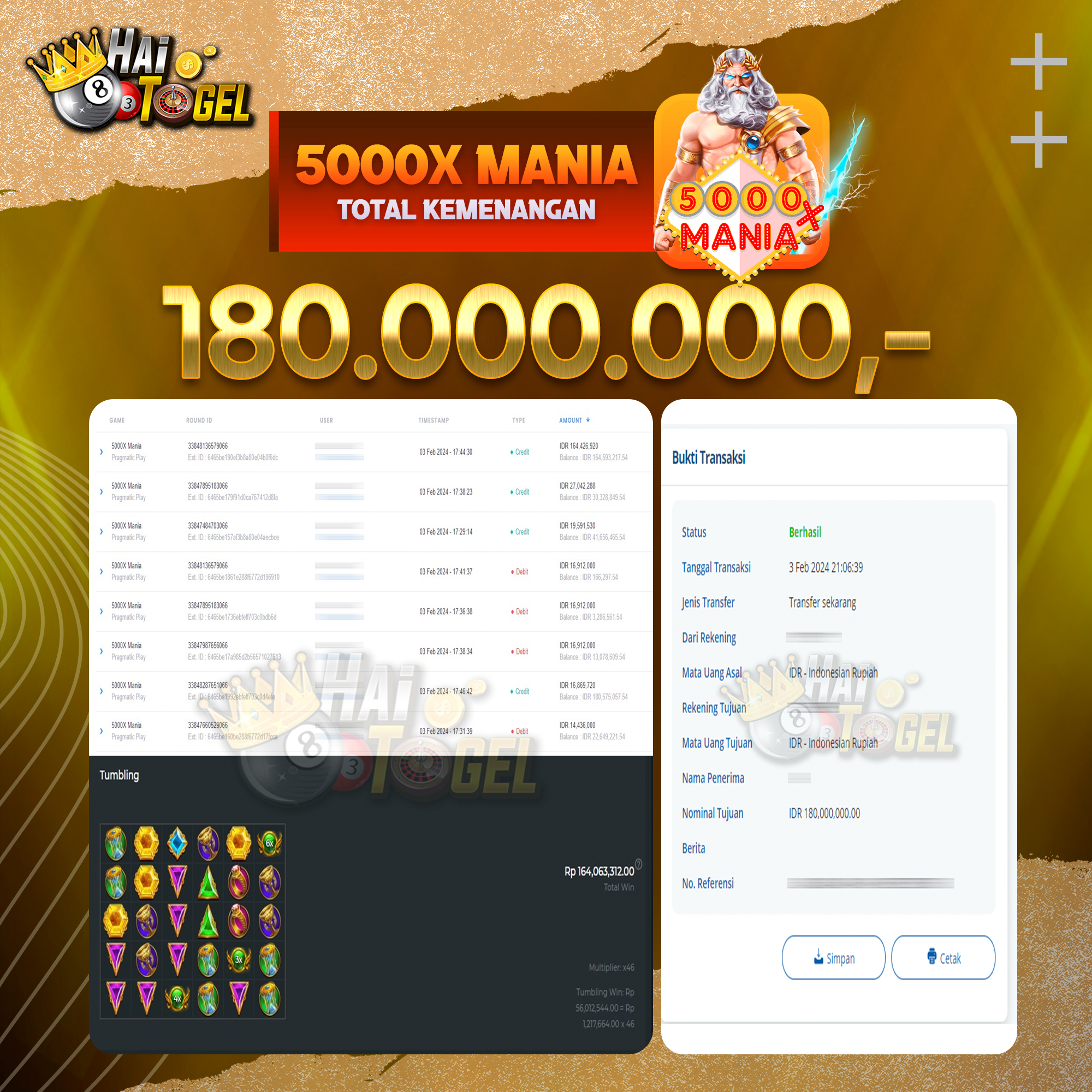 You are currently viewing BUKTI JACKPOT HAITOGEL SLOT : SLOT 5000X MANIA RP. 180.000.000