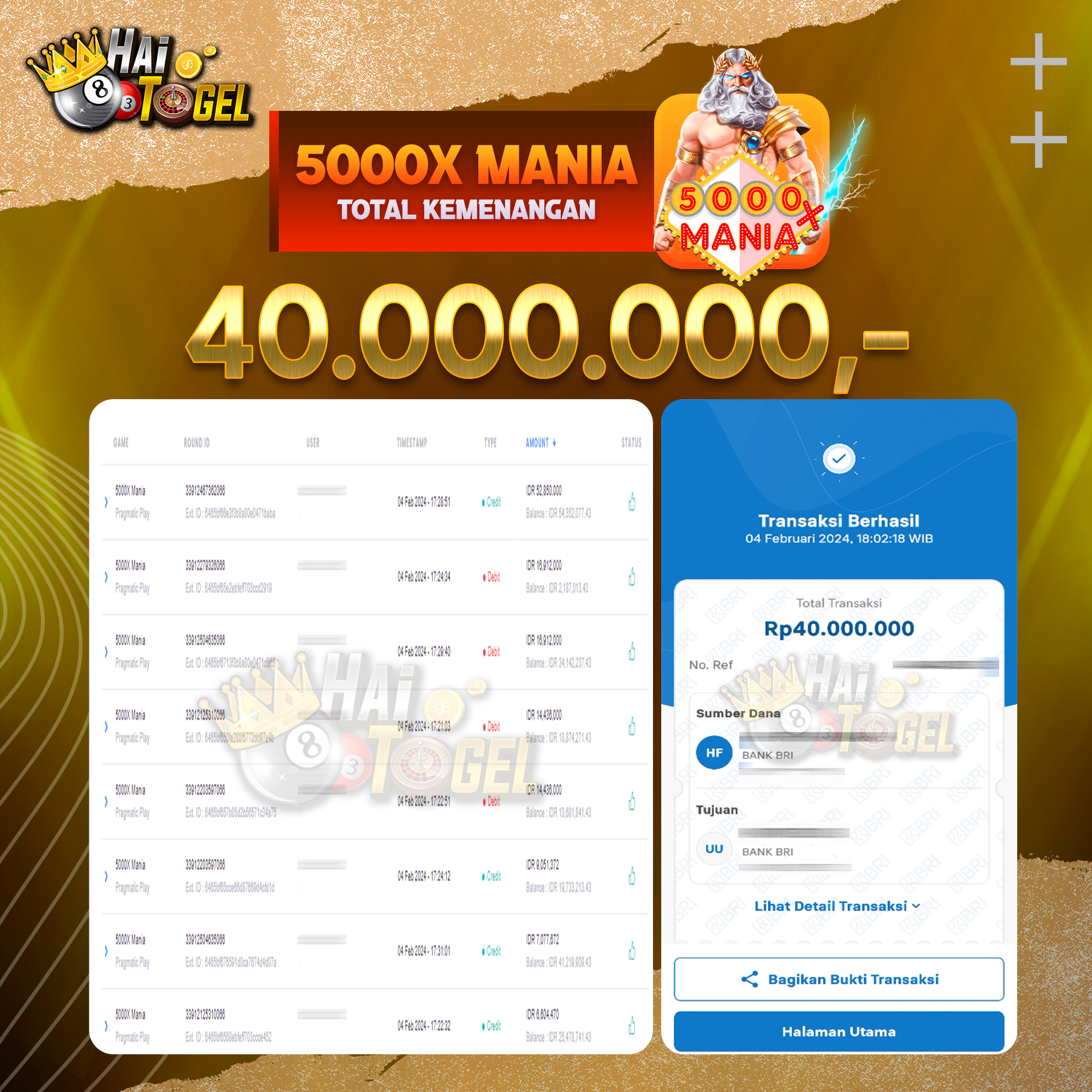 You are currently viewing BUKTI JACKPOT HAITOGEL SLOT : SLOT 5000X MANIA RP. 40.000.000