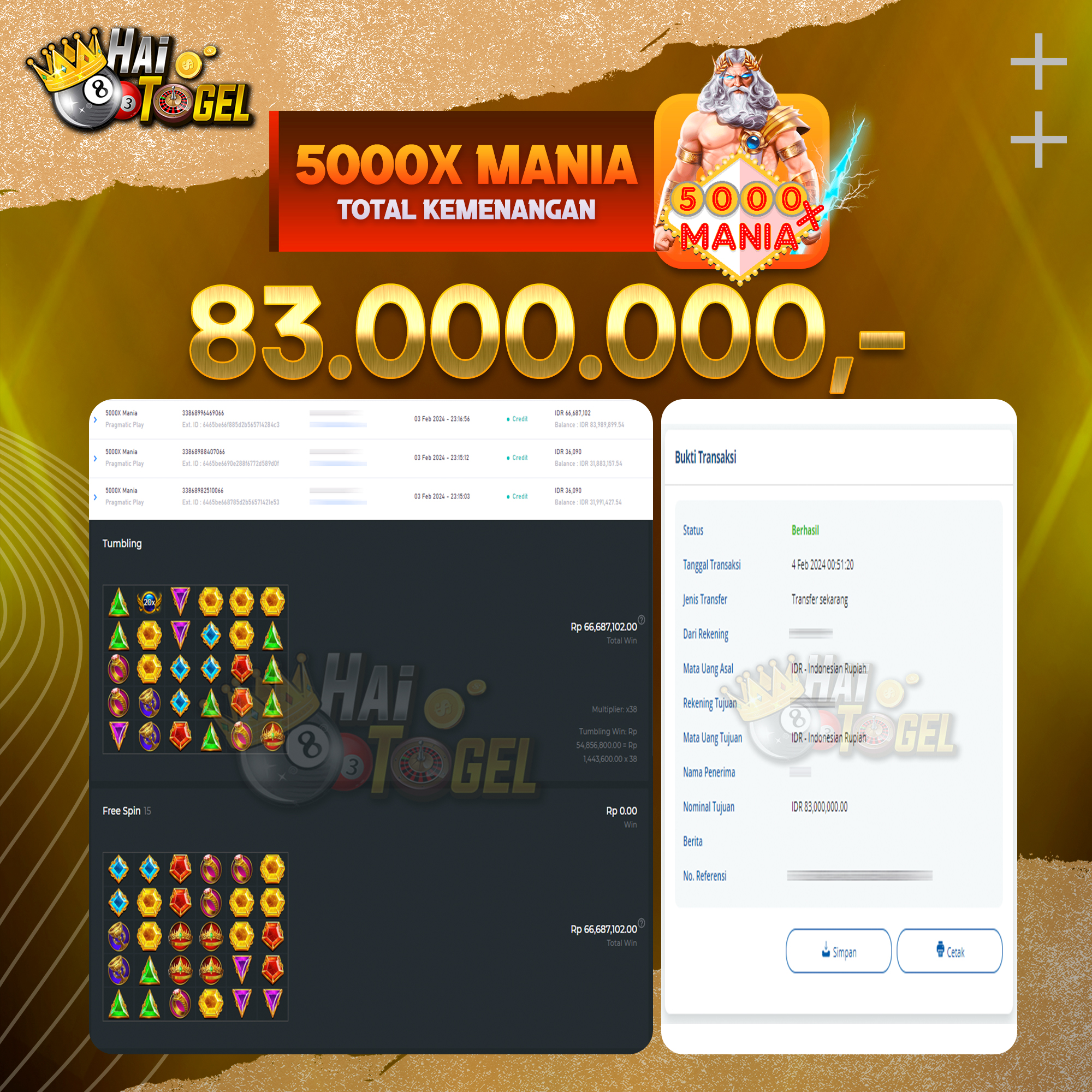 You are currently viewing BUKTI JACKPOT HAITOGEL SLOT : SLOT 5000X MANIA RP. 83.000.000