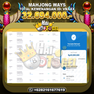 Read more about the article BUKTI JP HAITOGEL SLOT MAHJONG WAYS RP. 32.694.000