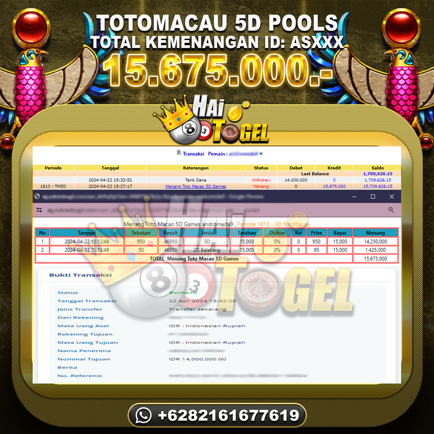 You are currently viewing BUKTI HAITOGEL KEMENANGAN JACKPOT PASARAN TOTOMACAU5D RP. 15.675.000