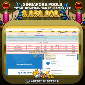 Read more about the article BUKTI KEMENANGAN HAITOGEL TOGEL : SINGAPORE SEBESAR RP. 8.050.000,-