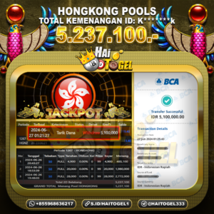 Read more about the article PEMBAYARAN JACKPOT BUKTI HAITOGEL : HONGKONG SEBESAR : RP. 5.237.100