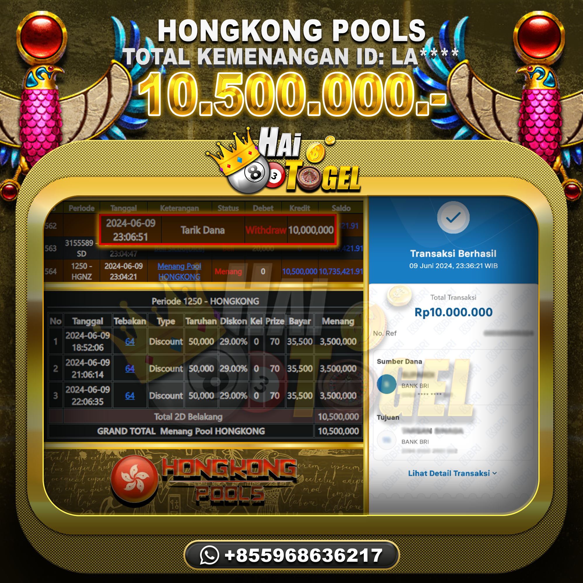 You are currently viewing BUKTI JP HAITOGEL TOGEL : HONGKONG SEBESAR : RP. 10.500.000