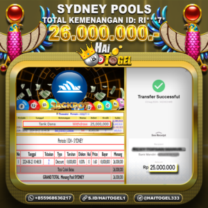 Read more about the article BUKTI JACKPOT HAITOGEL SYDNEY  RP. 26.000.000