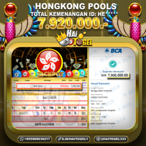 Read more about the article PEMBAYARAN JACKPOT BUKTI HAITOGEL HONGKONG : SEBESAR : RP. 7.920.000