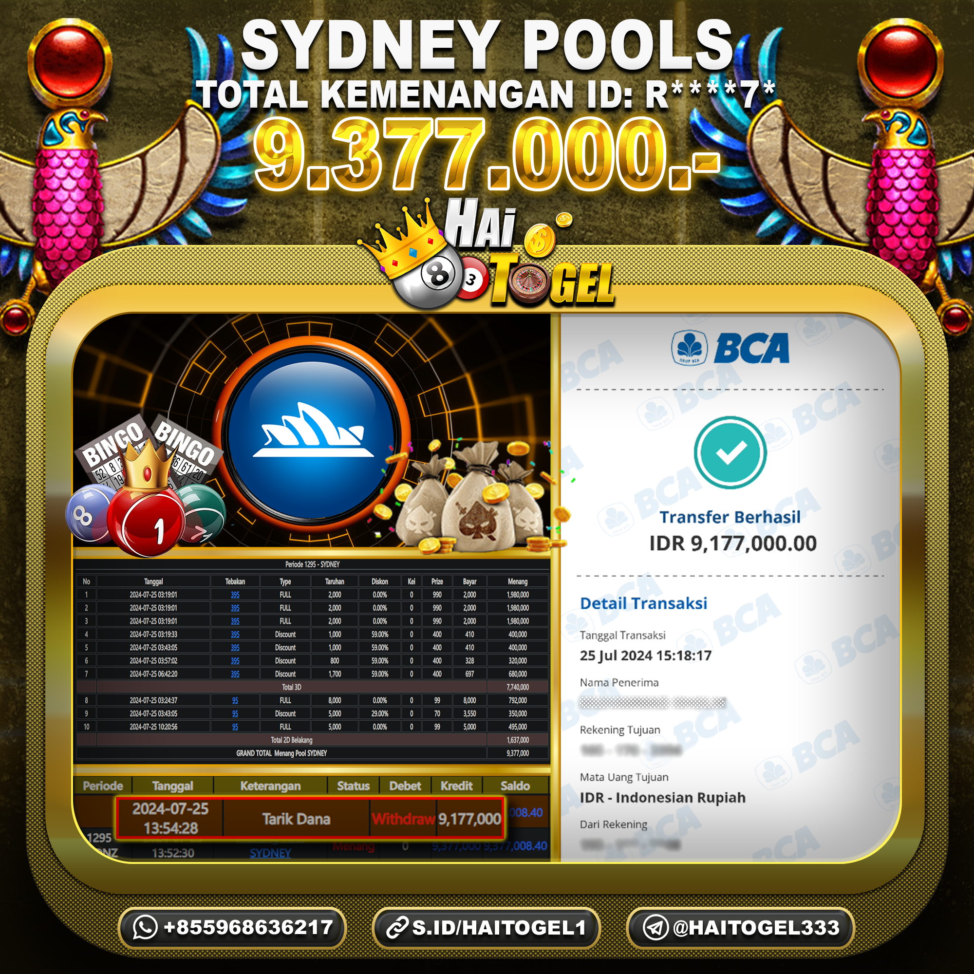 Read more about the article BUKTI PEMBAYARAN HAITOGEL TOGEL SYDNEY RP. 9.377.000