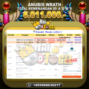 Read more about the article BUKTI HAITOGEL SLOT GACOR : ANUBIS WRATH RP. 6.011.000