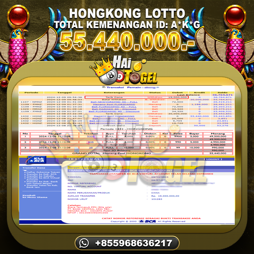 Read more about the article JACKPOT GACOR TOGEL HAITOGEL : HONGKONG LOTTO RP. 55.440.000