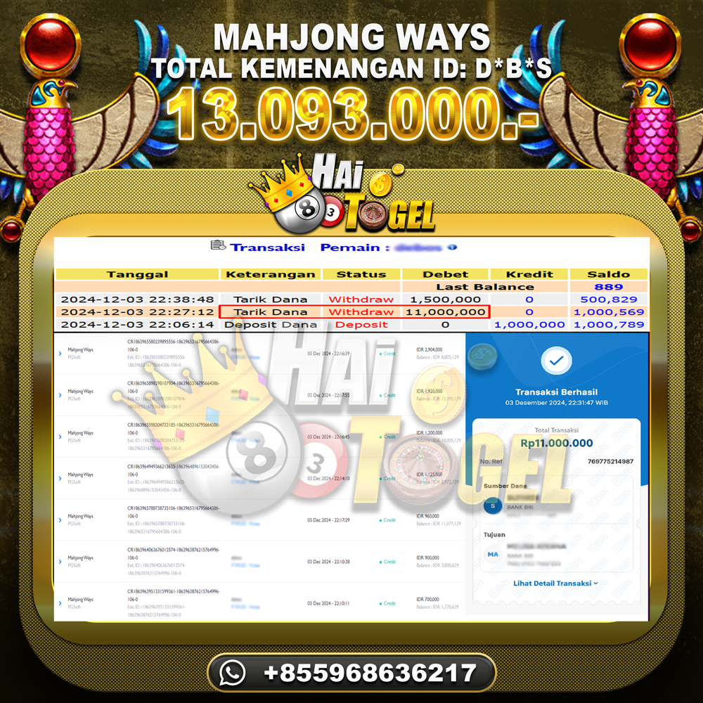 Read more about the article HAITOGEL SLOT PEMBAYARAN GACOR MAHJONG WAYS RP. 13.093.000