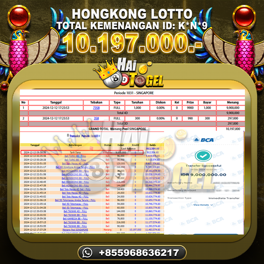 Read more about the article JACKPOT TOGEL GACOR HAITOGEL : HONGKONG LOTTO RP. 10.197.000