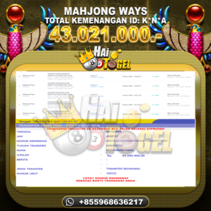 Read more about the article PEMBAYARAN SLOT HAITOGEL GACOR MAHJONG WAYS RP. 43.021.000