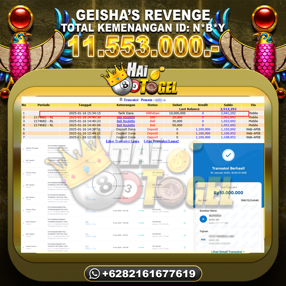 You are currently viewing BUKTI HAITOGEL SLOT GACOR : GEISHA’S REVENGER RP. 11.553.000